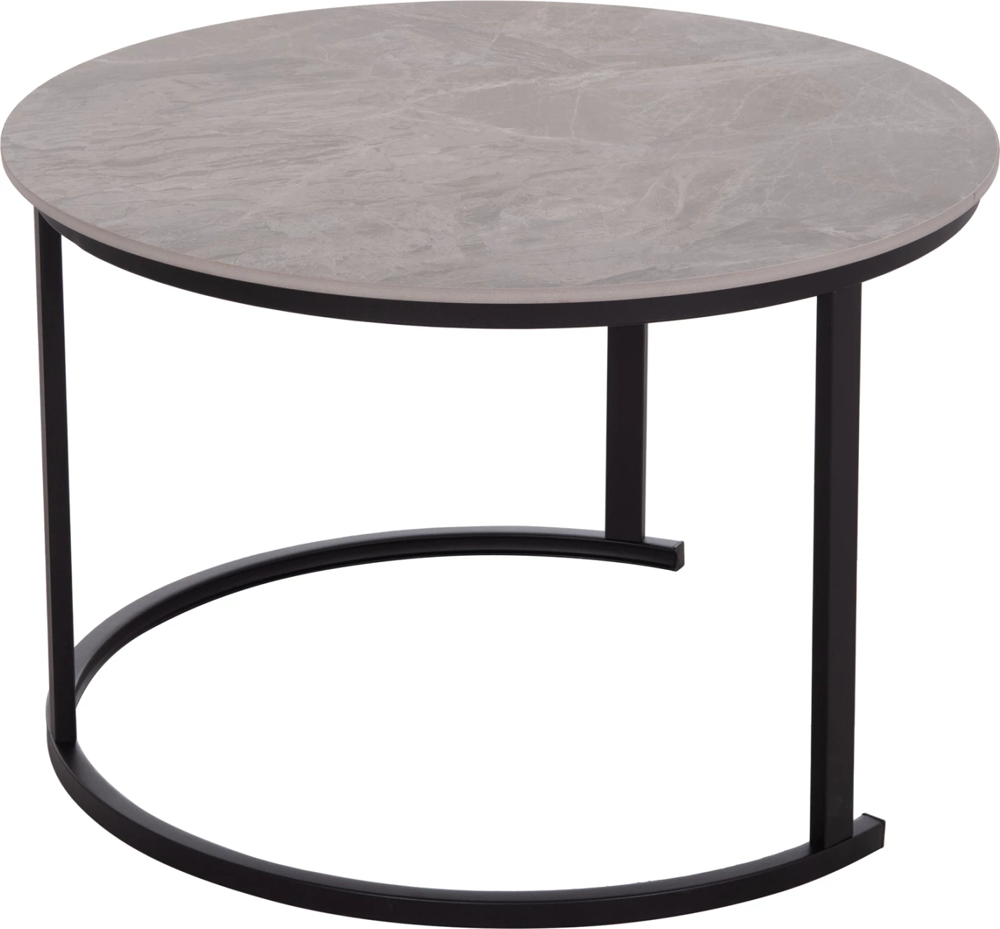 Set tavolinash kafeje 2 copë, sipërfaqe qeramike, pamje mermeri gri, TALOS FH18140.04, 70x45.5cm