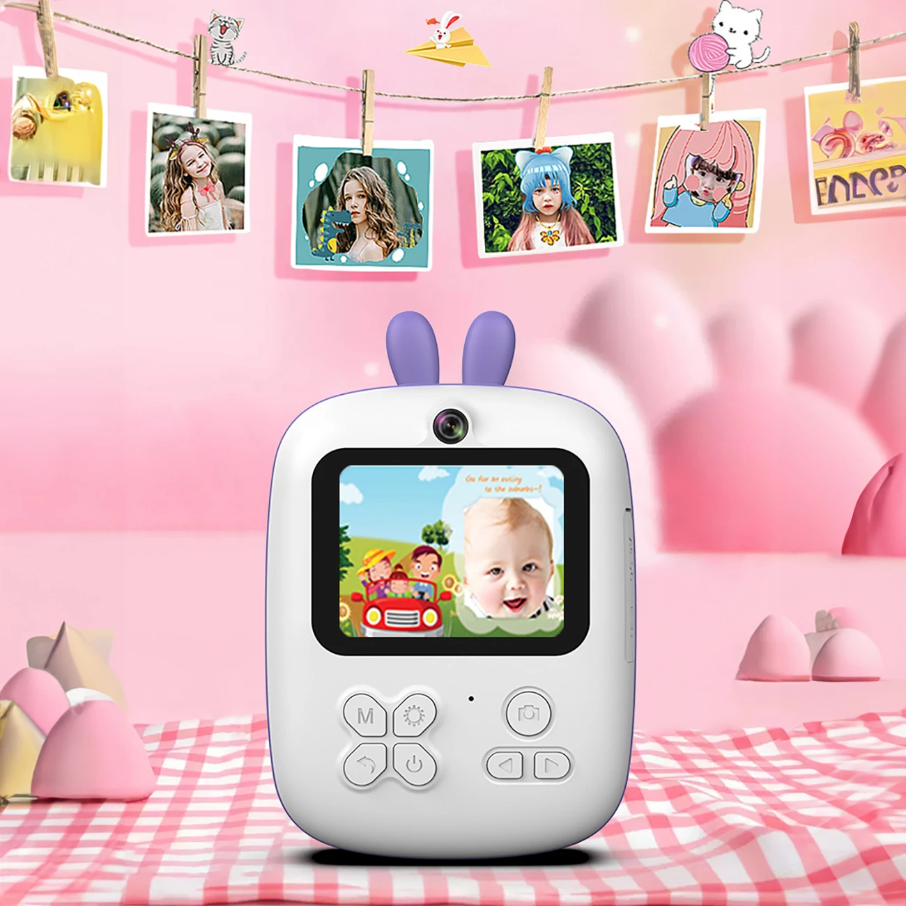 Printer termik mini për fëmijë Hurtel HURC10F me kamerë dhe video, 1800mAh, 32GB, Violet