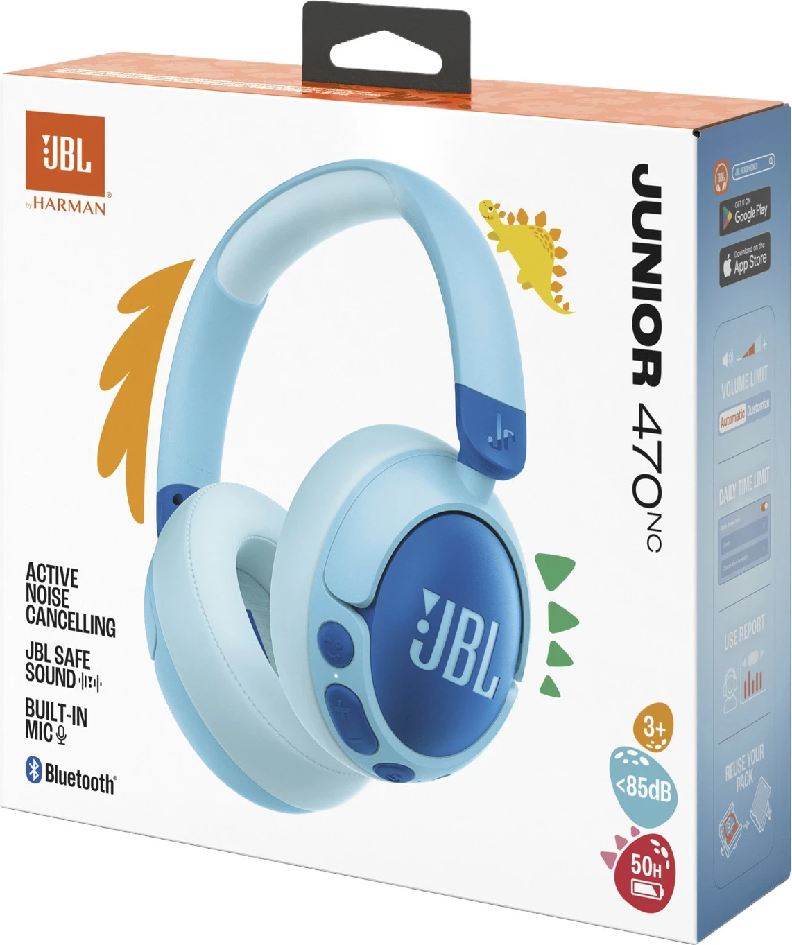 Kufje JBL JR 470 NC, wireless over-ear, ANC, Bluetooth 5.3, për fëmijë, blu
