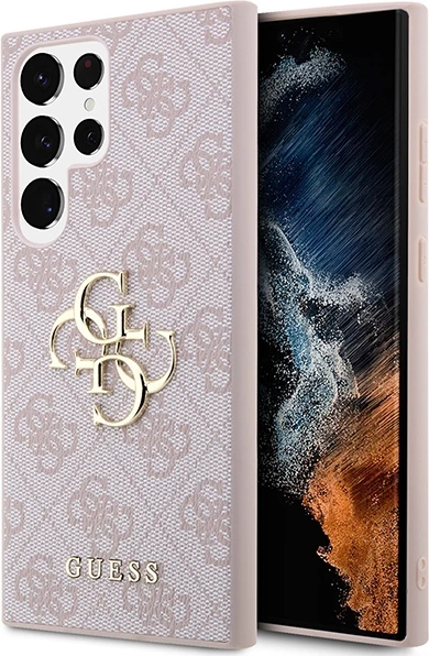 Mbështjellës Guess 4G Big Metal Logo për Samsung Galaxy S23 Ultra, Rozë