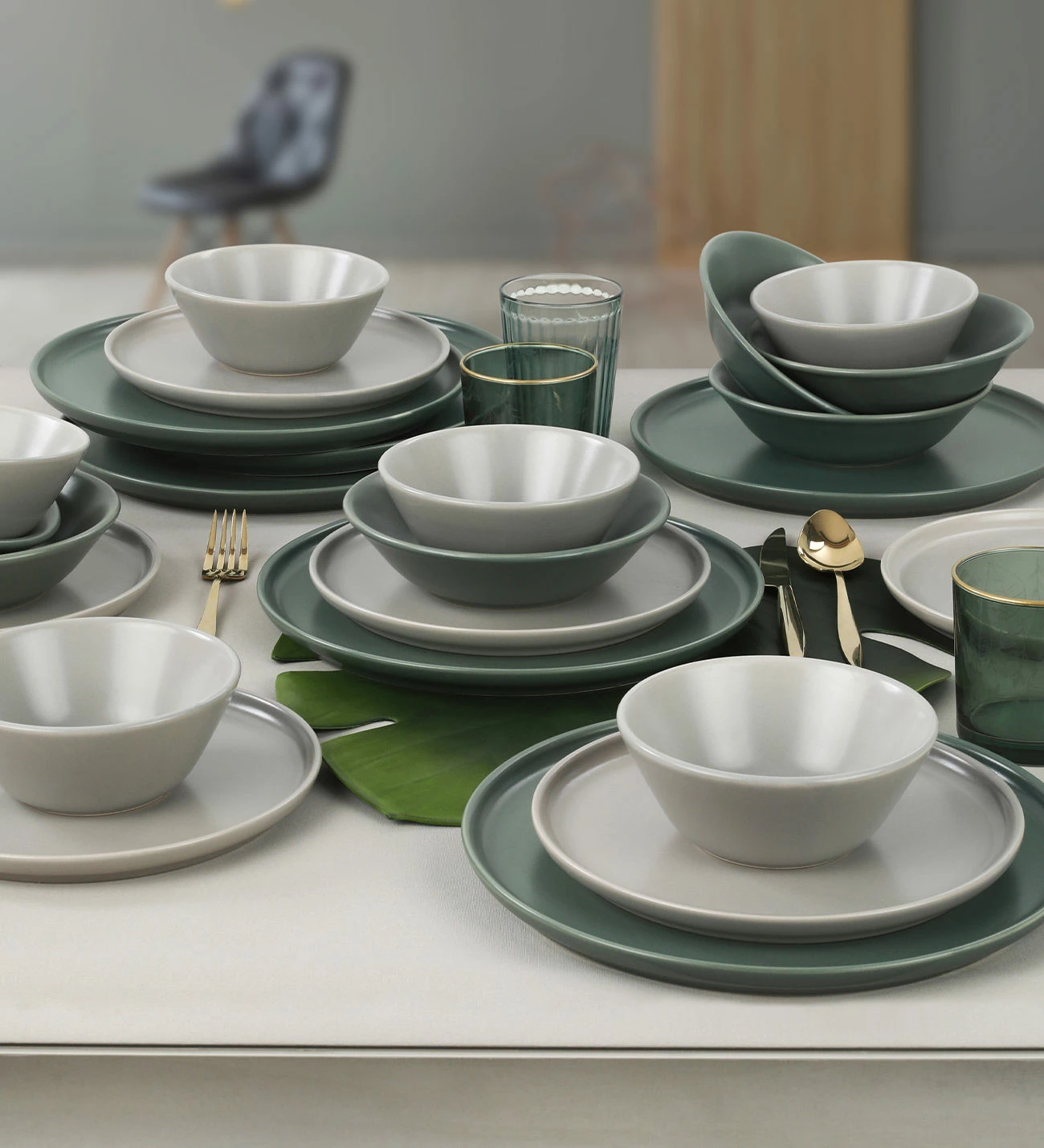 Set enësh për drekë prej qeramike, 24 copë, Hermia Concept, TY039124FX90A000000MAET000