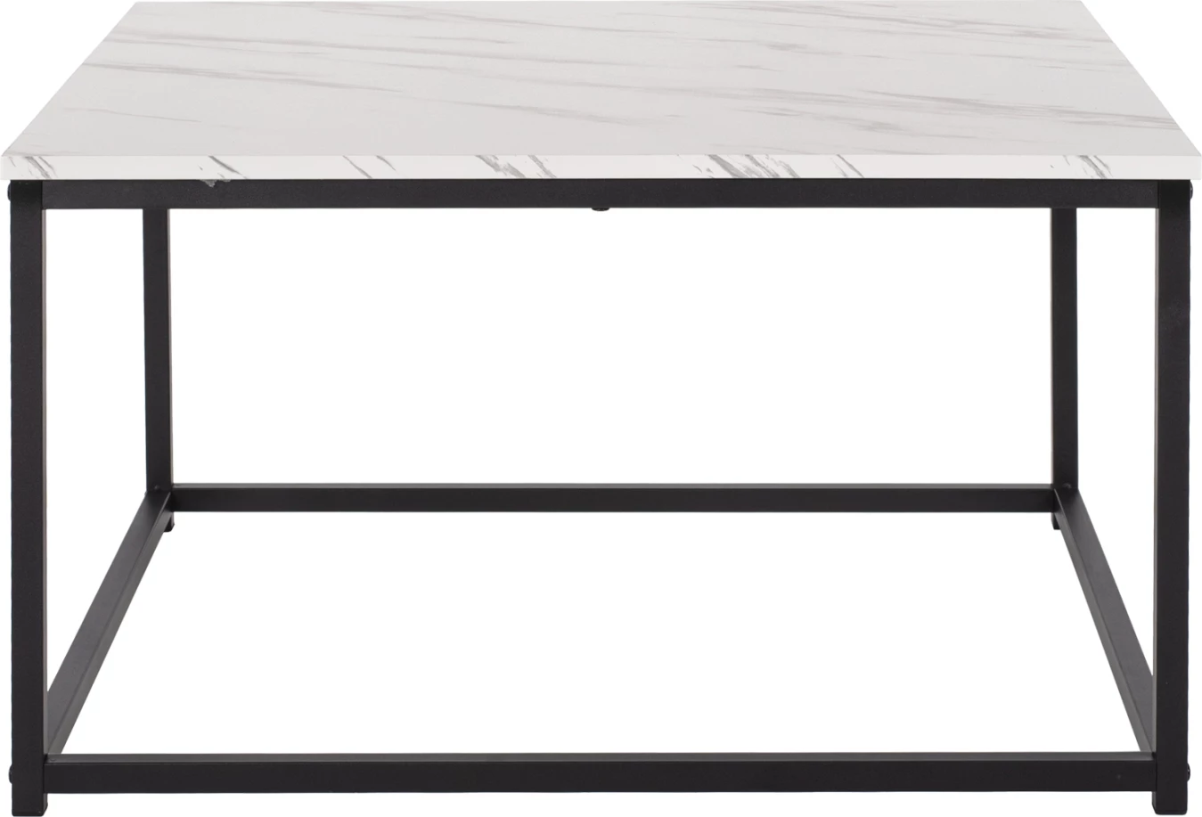 Tavolinë kafeje BRAYLEN FH8942.12 katrore melamine me pamje mermeri të bardhë - bazë e zezë 75x75x43H cm