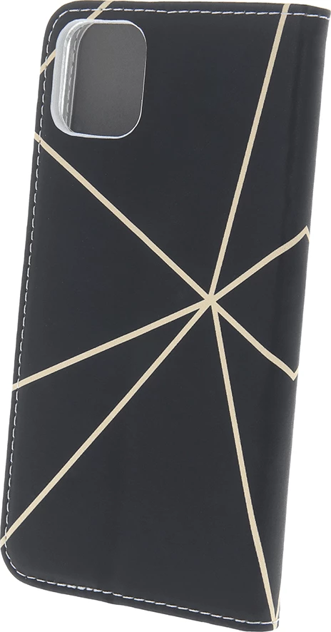 Mbështjellës flip ONASI Mistik për Samsung Galaxy A03 LTE A035, PU, me magnet, stand, xhep për kartë, zi me vija ari