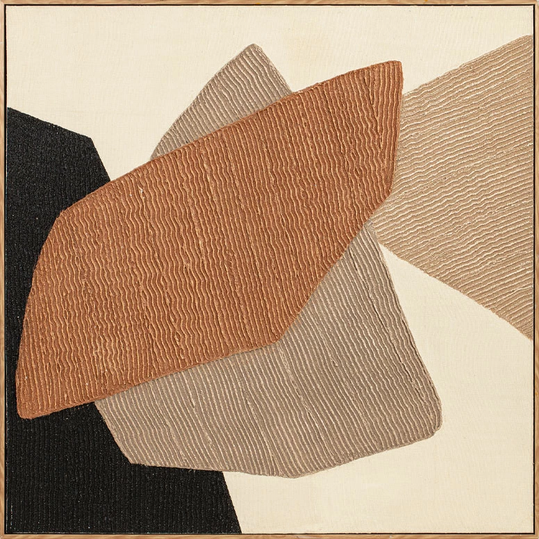 Pikturë dekorative La Roccia I, kornizë druri natyral, 80x80x3.8cm, kanavacë, ngjyrë kafe-bezhë-natyrale