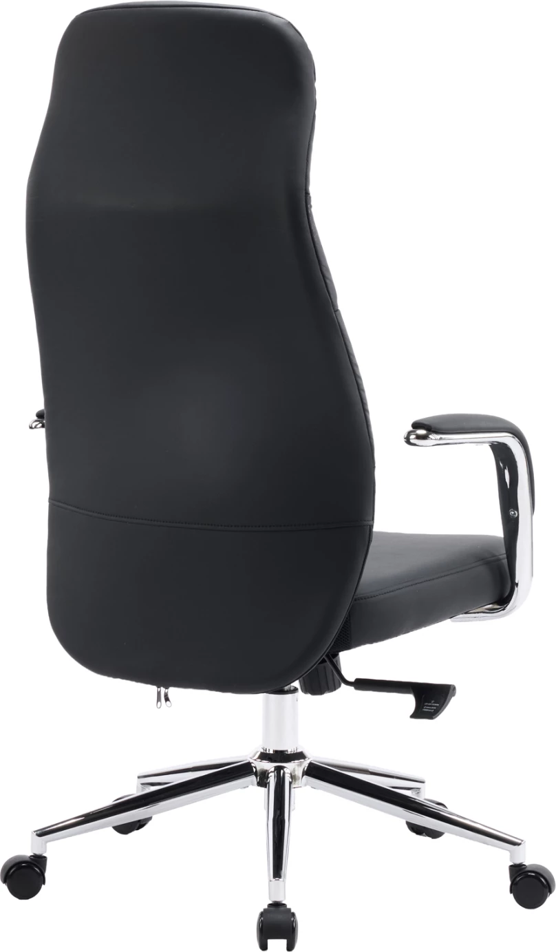 Karrige zyre TEETER, lëkurë PU e zezë, bazë kromi, 67x66x121cm