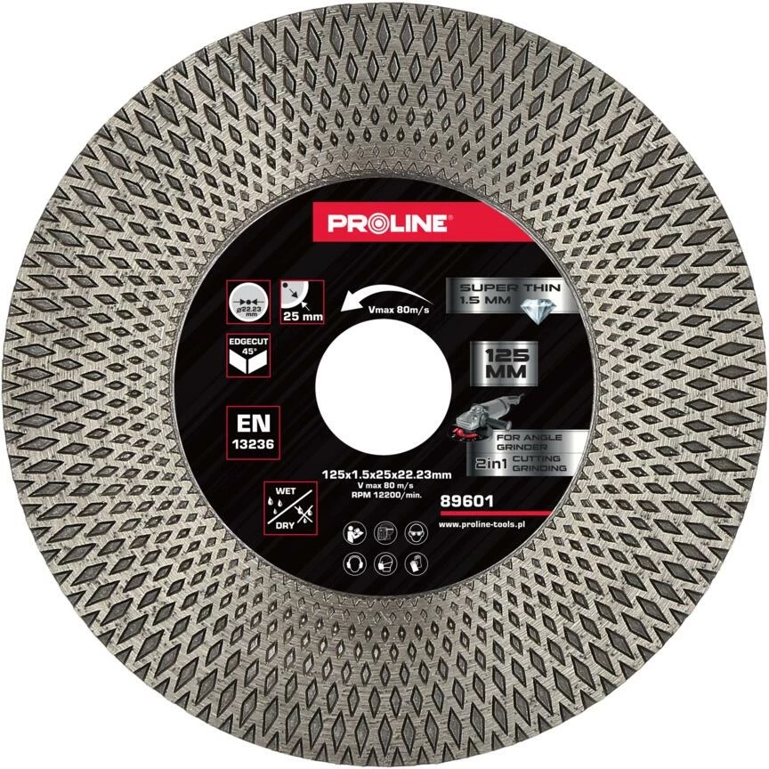 Disk diamant për prerje/bluarje Proline 89601 125mm 1.5mm 22.23mm (2n1)