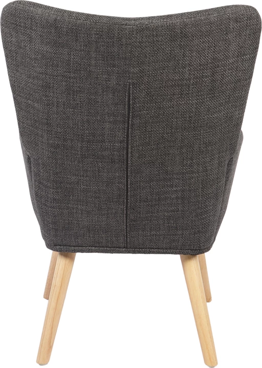 Fotelje Gerlina, material tekstili ngjyrë gri e errët, këmbë druri natyral, 71x64x94cm