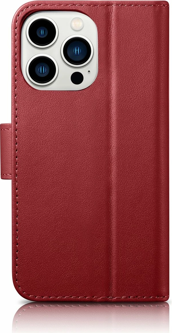 Mbështjellës iCarer Wallet Case 2in1 për iPhone 14 Pro Max, lëkurë, Anti-RFID, e kuqe