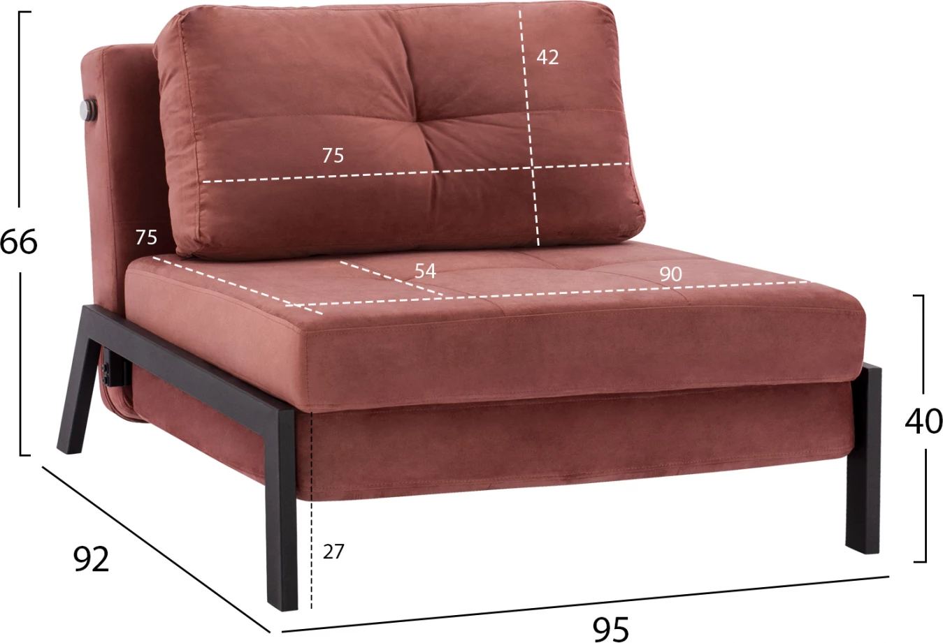 Karrige-shtrat CONSTANCE, kadife rozë e zbehtë, FH3078.12, 95x92x66 cm