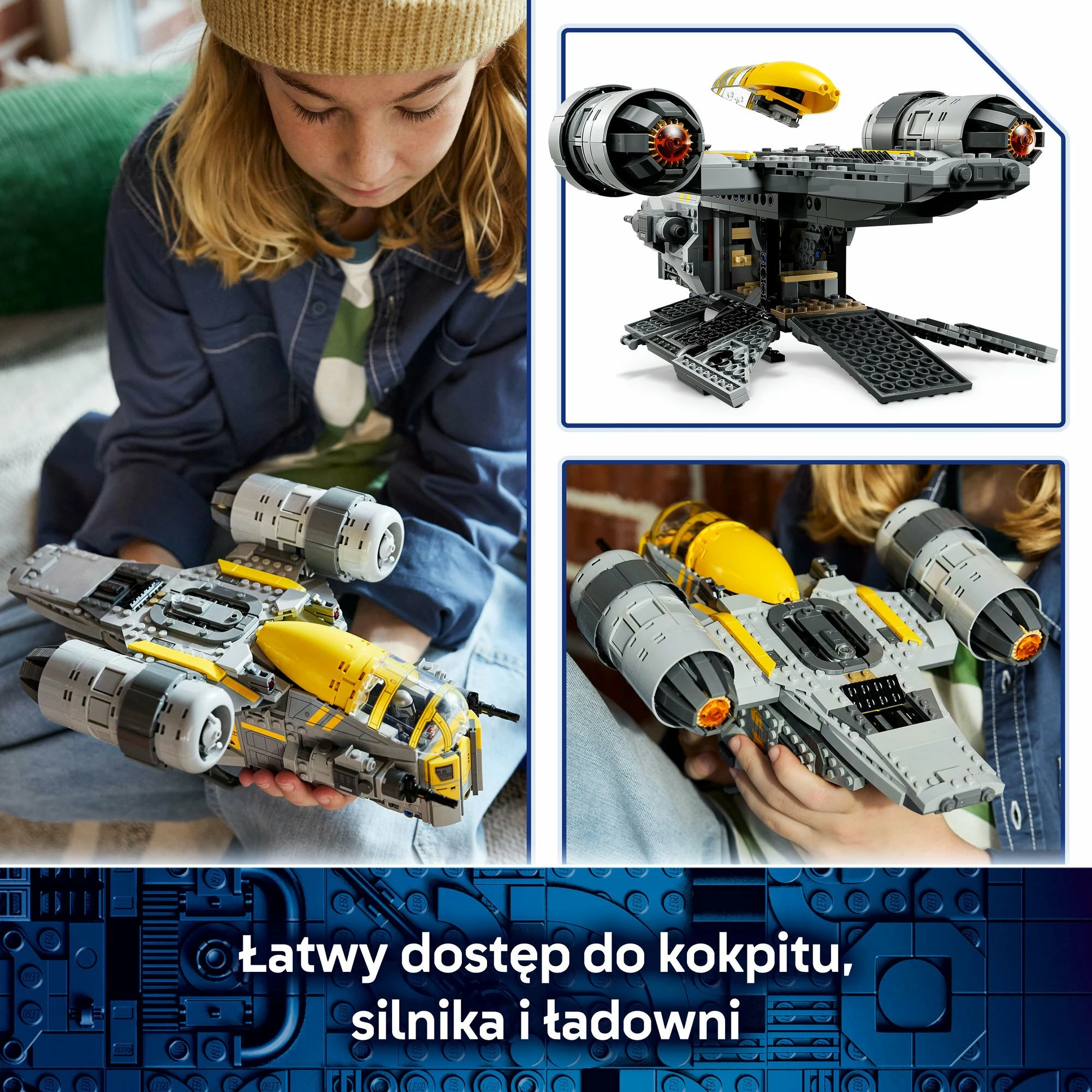 Set ndërtimi LEGO Star Wars The Razor Crest 75447, 930 copë, 10+ vjet, gri/verdhe