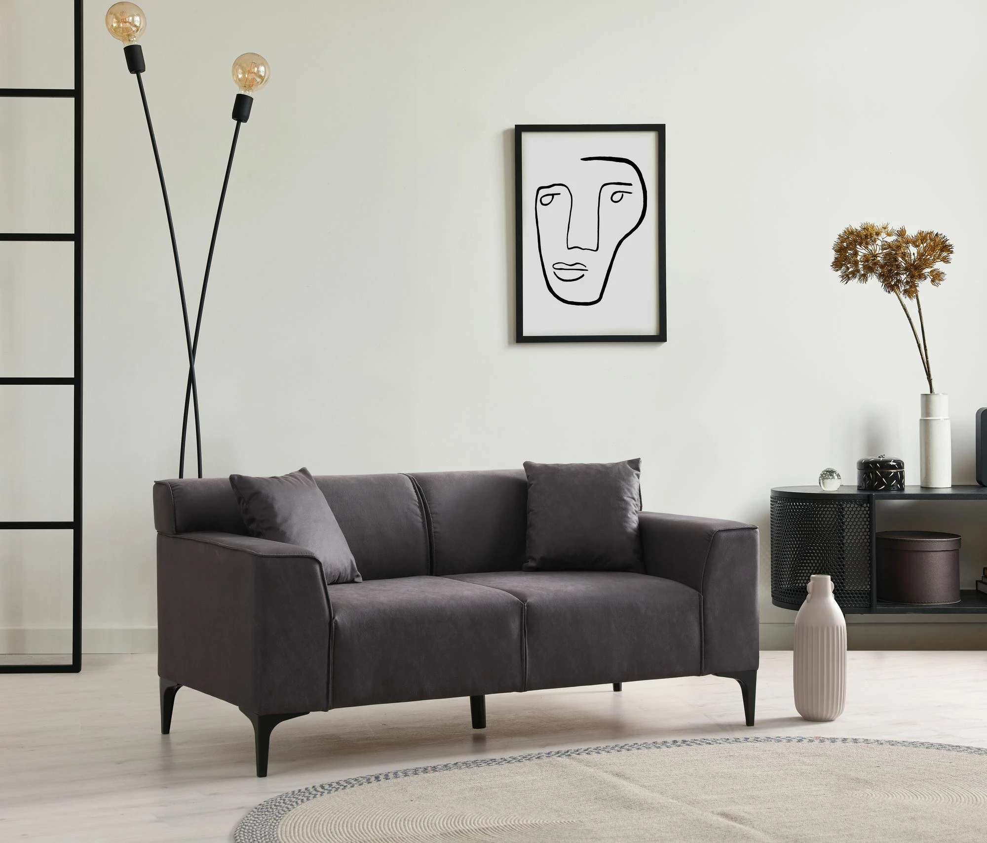 Divan dy-vendësh, ngjyrë antracit, Atelier del Sofa, New Petra 2