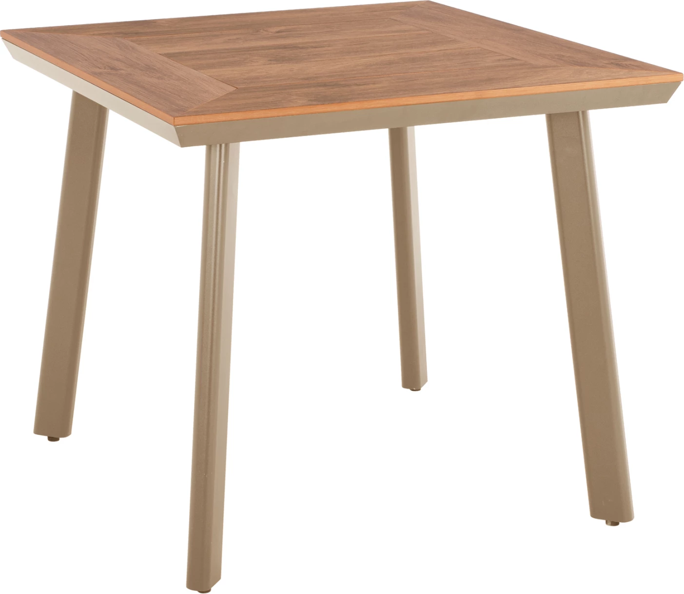 Tavolinë katrore ngrënieje, alumin, ngjyrë kapuçino, sipërfaqe polywood, 80x80x73cm