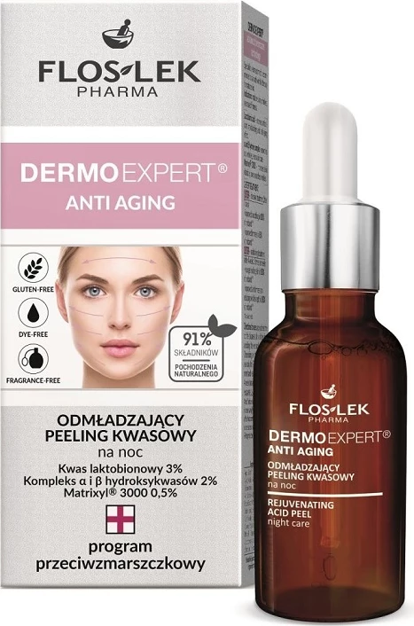 Peeling acid për fytyrë Floslek Dermo Expert Anti Aging Rejuvenating për femra 30ml