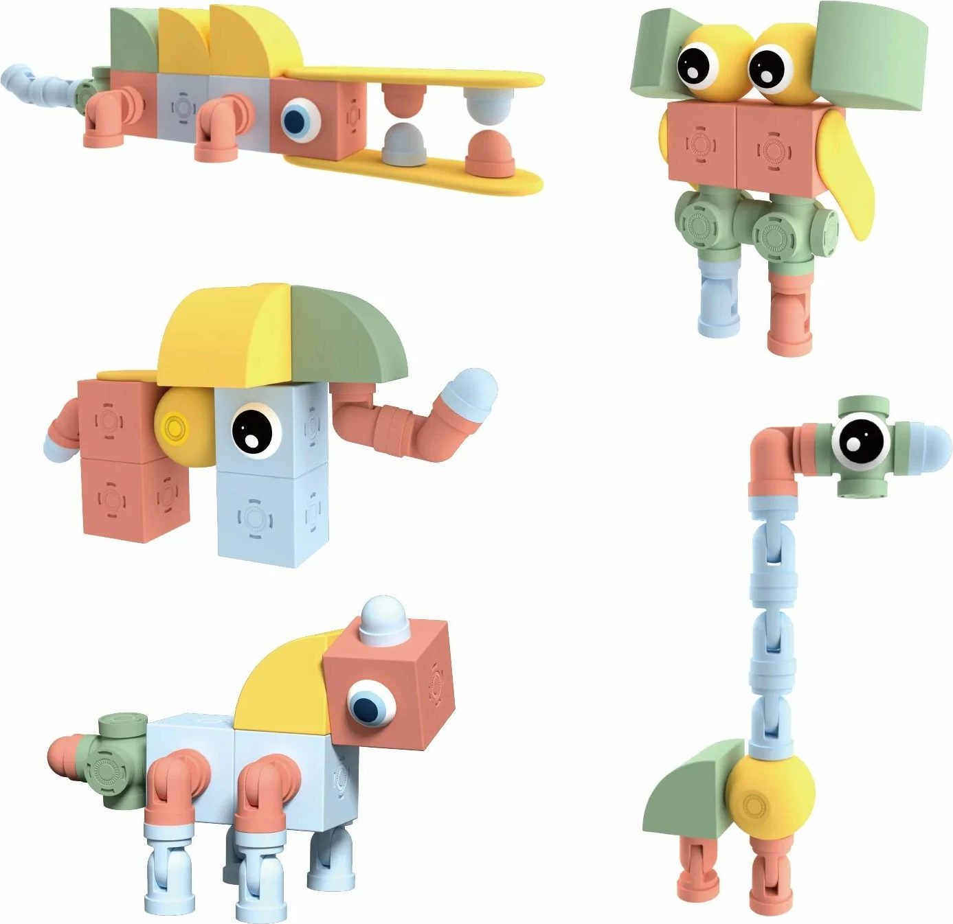 blloqe magnetike ndërtimi Magfun Zoo Creators, set 32 copë, figura kafshësh 3D, 3+ vjeç, shumëngjyrëshe