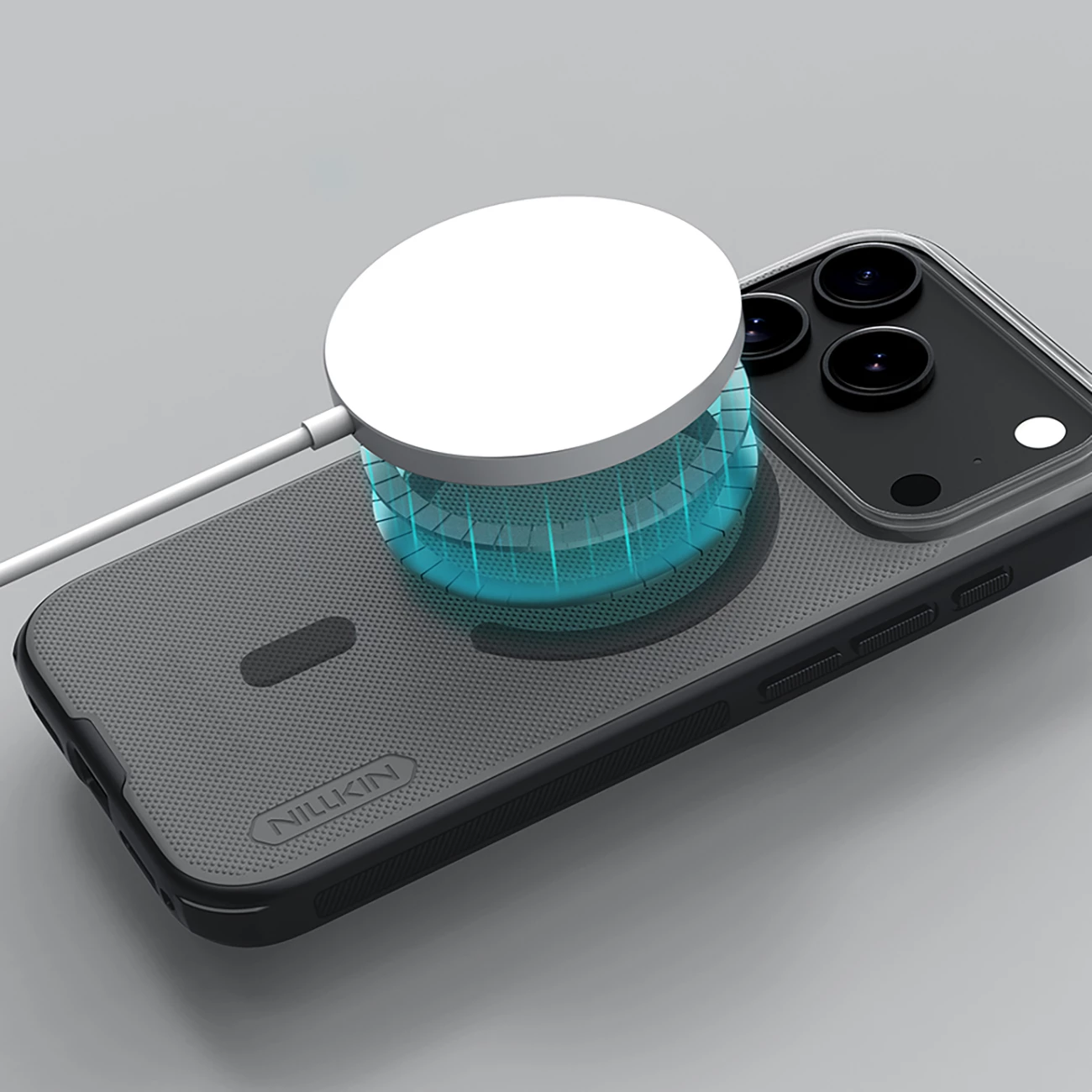 Mbështjellës Nillkin Super Frosted Shield Pro, për iPhone 17 Pro, MagSafe kompatibil, PC+TPU, e zezë transparente