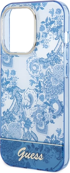 Mbështjellës Guess Porcelain Collection për iPhone 14 Pro 6.1", Kaltër