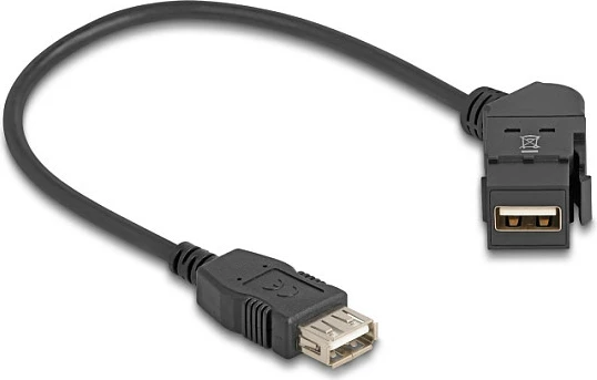 Adapter panel USB 2.0 DeLOCK USB-A femër 45° në USB-A femër, 30 cm, i zi