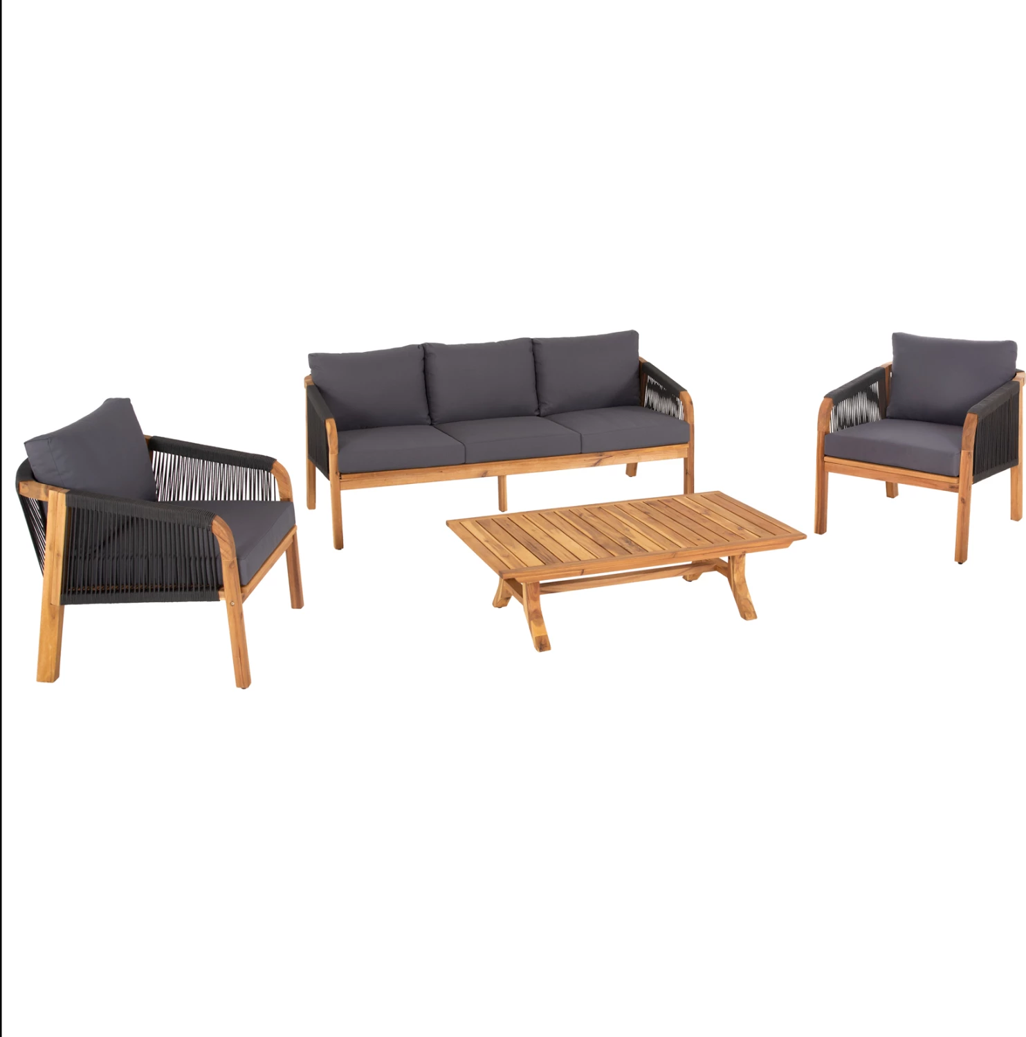 Set ulëse për kopsht ROSSWELL FH6084.01, 4 pjesë, dru akacie/antracit