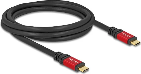 Kabllo USB-C DeLOCK USB 3.2 Gen 1, USB-C në USB-C, 2 m, PD 3.0 100W, 5Gbps, e zezë/kuqe