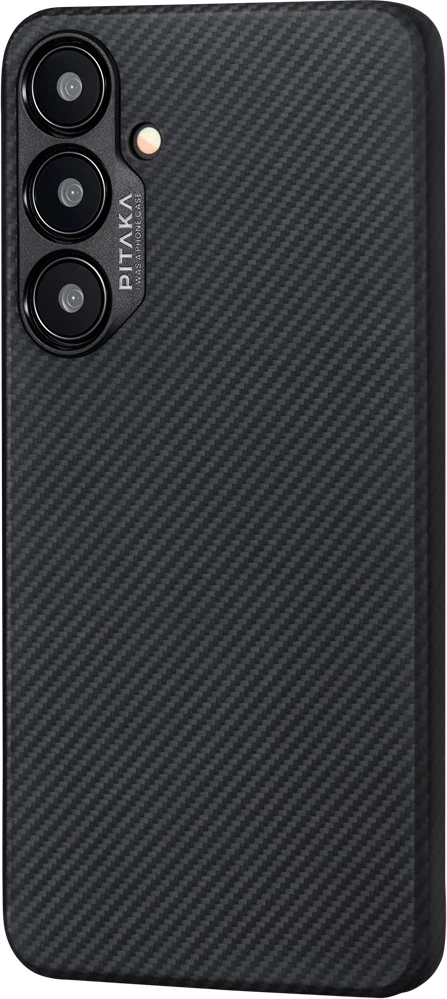 Mbështjellës Pitaka MagEZ Case 4 për Samsung Galaxy S24 Plus, aramid fiber, MagSafe, ultra i hollë 0.95 mm, i zi/hiri (Twill) 5
