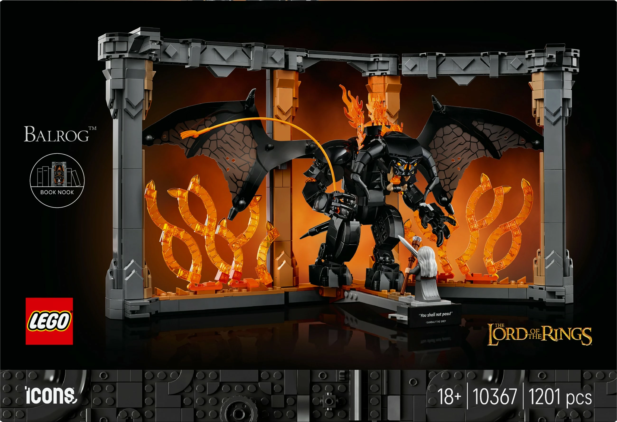 Set ndërtimi LEGO Icons 10367 Gandalf vs. Balrog, 1201 pjesë, multikolor