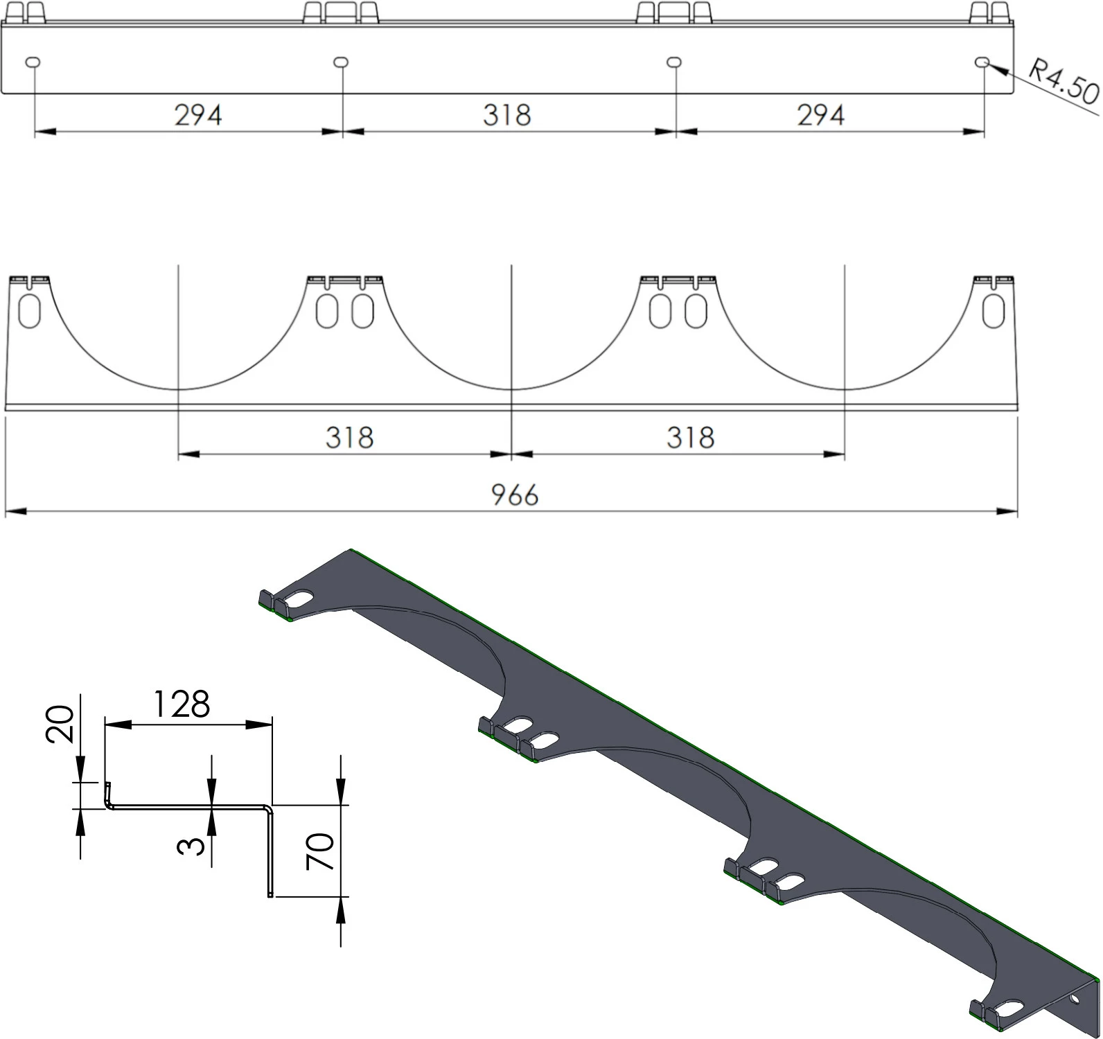 Mbajtëse muri për 3 bombola gazi Pro-Line 1013441, diametër maksimal 250 mm, gri