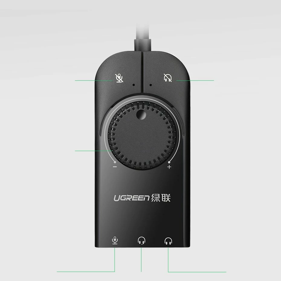 Adapter zanor i jashtëm Ugreen 40964, USB-A, 3.5 mm mini jack, 15 cm, Zi