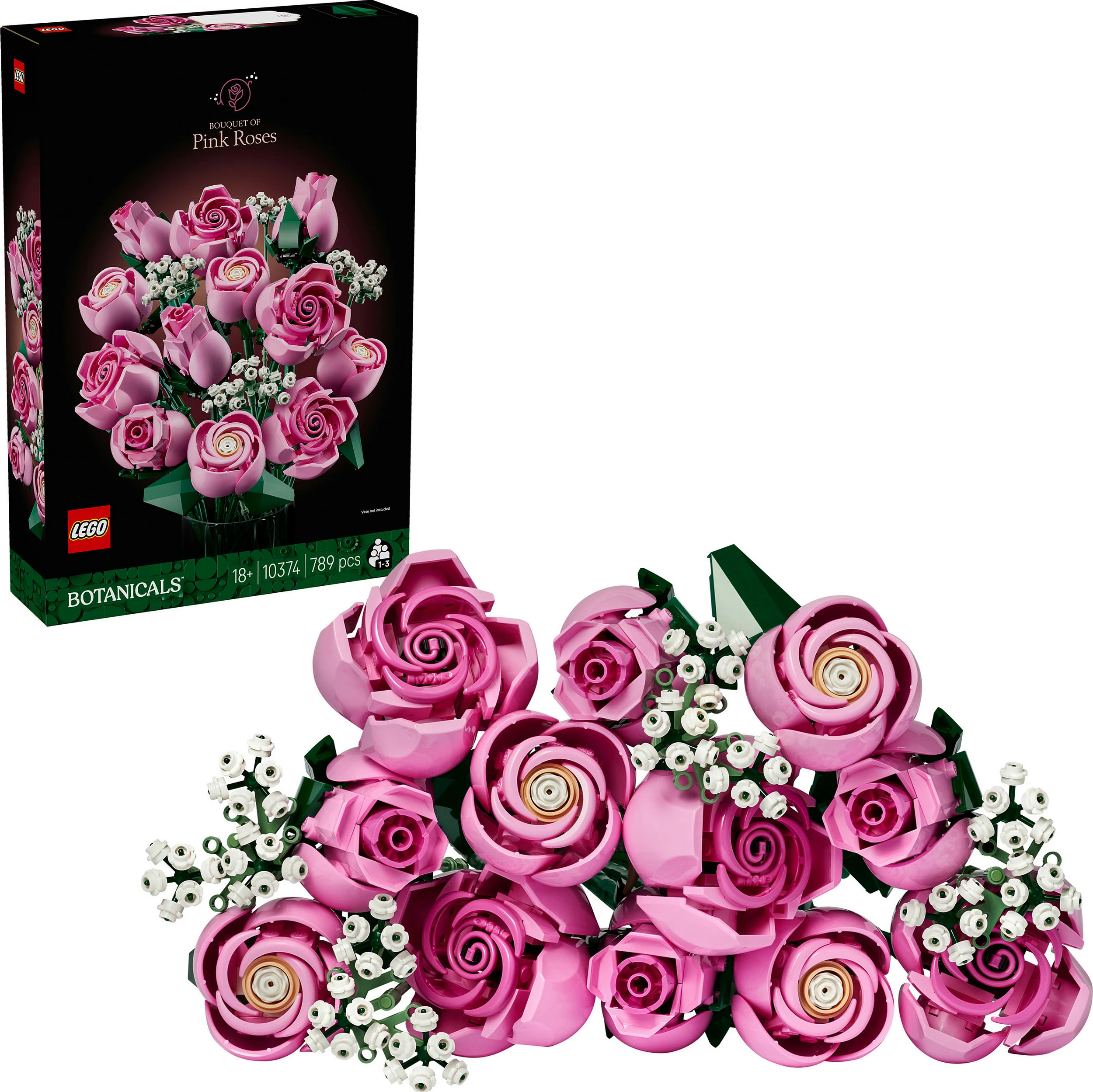 Set ndërtimi LEGO Botanicals 10374 Buqetë Trëndafilash Roze, 789 copë, 18+, multikolor