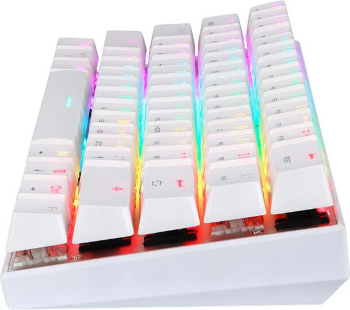 Tastierë mekanike wireless Motospeed SK62, 61 taste, RGB, blue switch, e bardhë