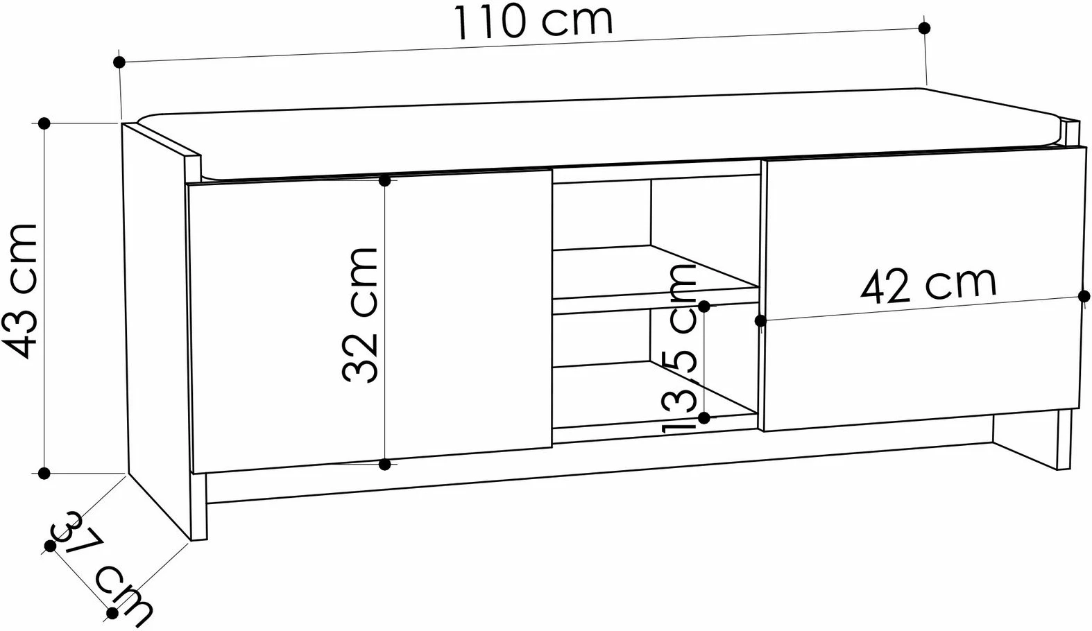 Dollap këpucësh Skye Decor, ngjyrë lisi i errët