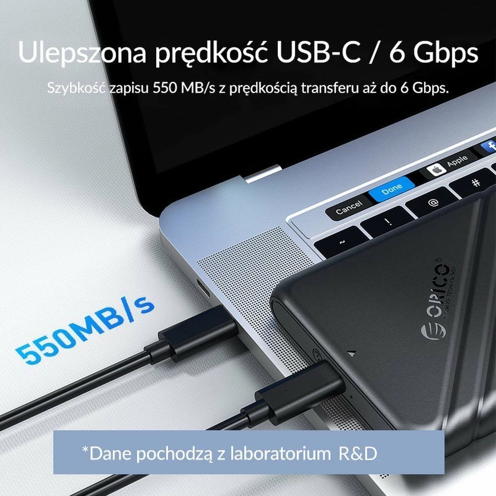 Kasë Orico 25PW1-C3-BK-EP për disk 2.5\" SATA III, USB-C 3.2 Gen 1, 6Gbps, e zezë