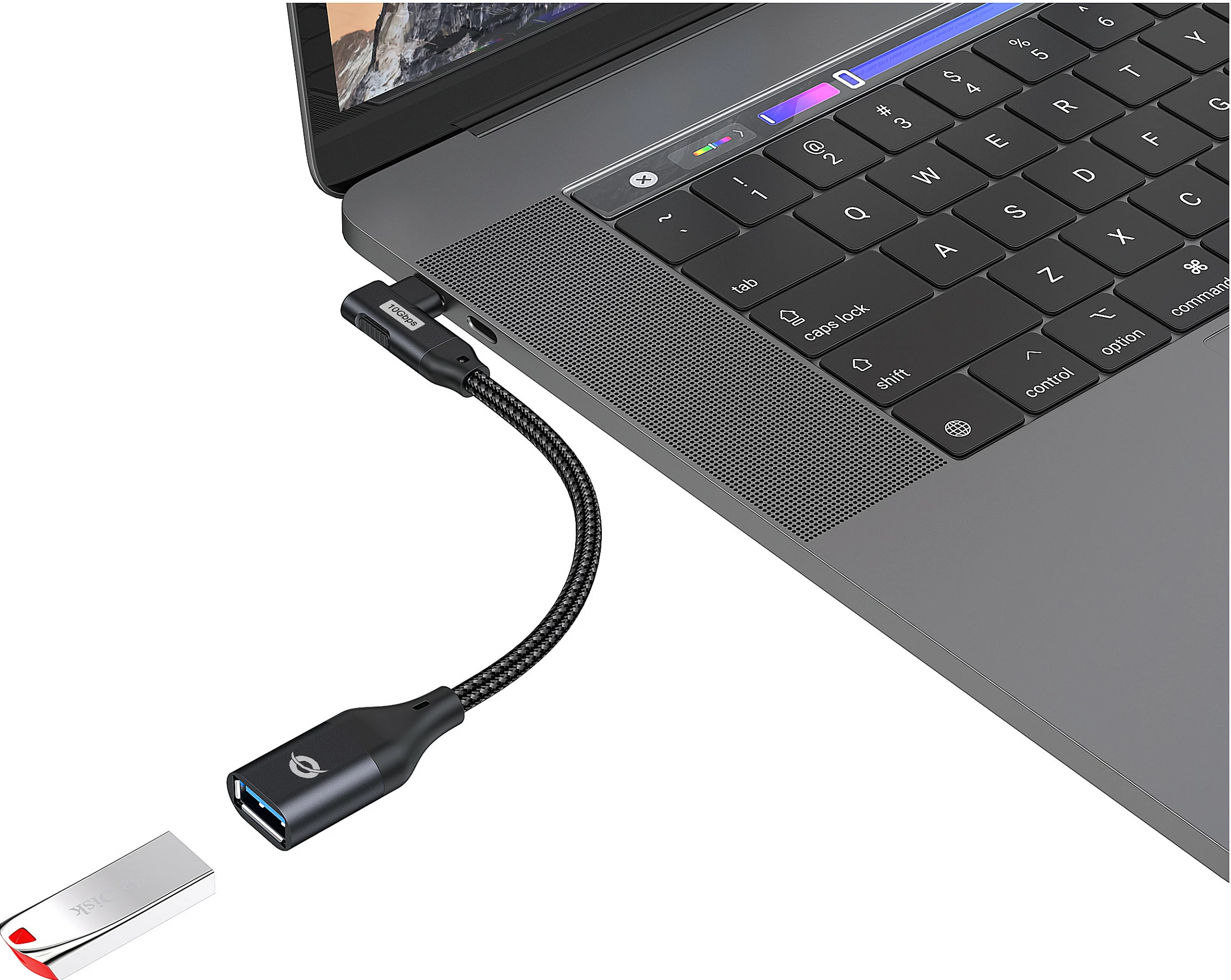 Adapter OTG USB-C në USB-A Conceptronic ABBY19B, USB 3.2 Gen 2, 10Gbps, 90°, i zi