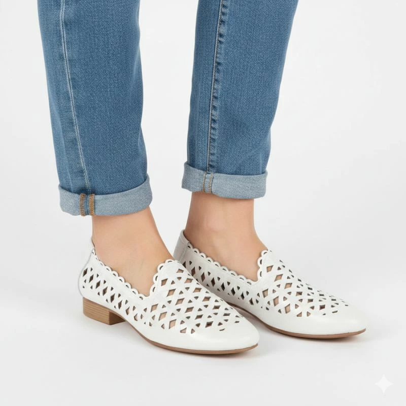 Këpucë lëkure për femra Jezzi OL50-1, të bardha