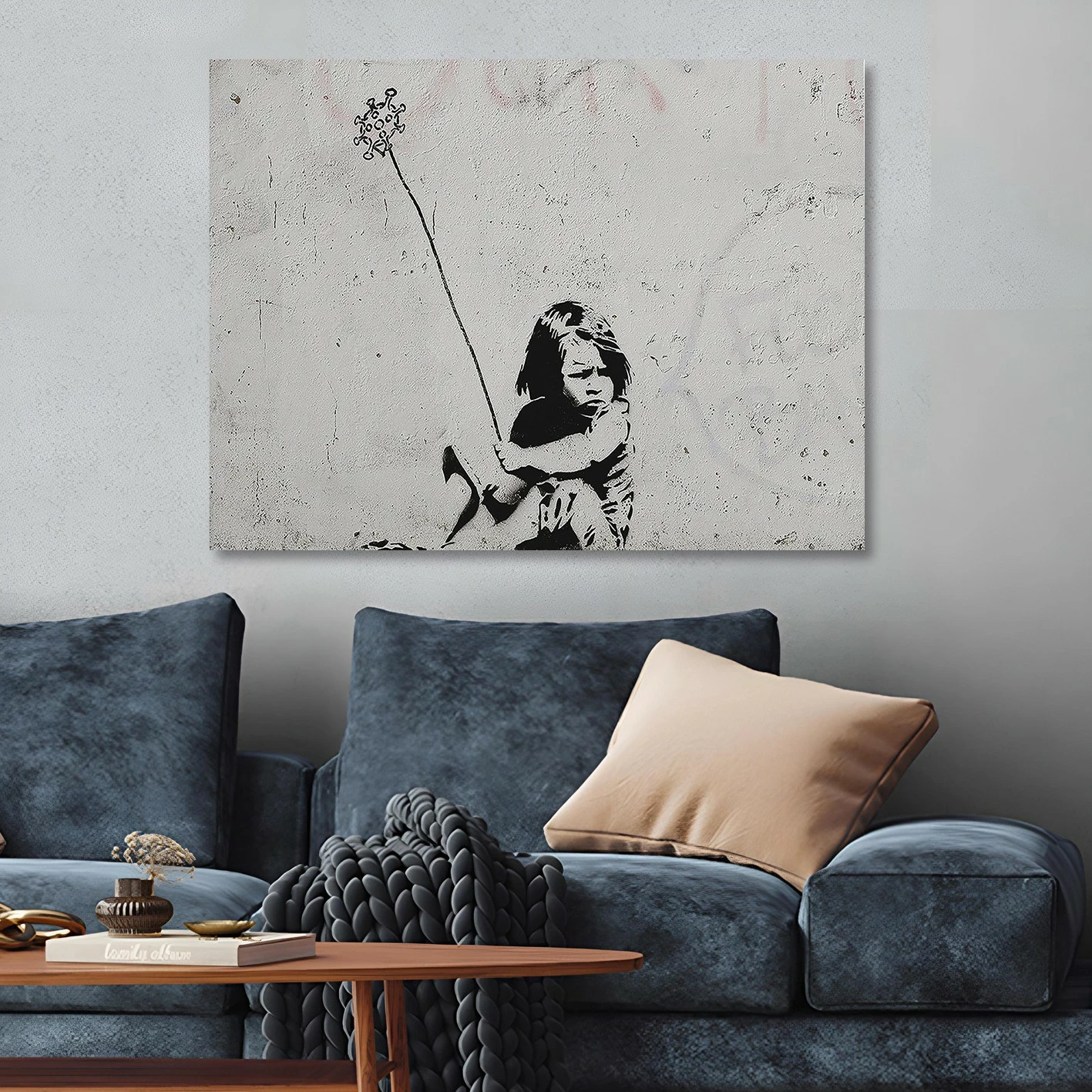 Pikturë dekorative në kanavacë Banksy, shumëngjyrëshe, KNV4551_70100, 70x100cm