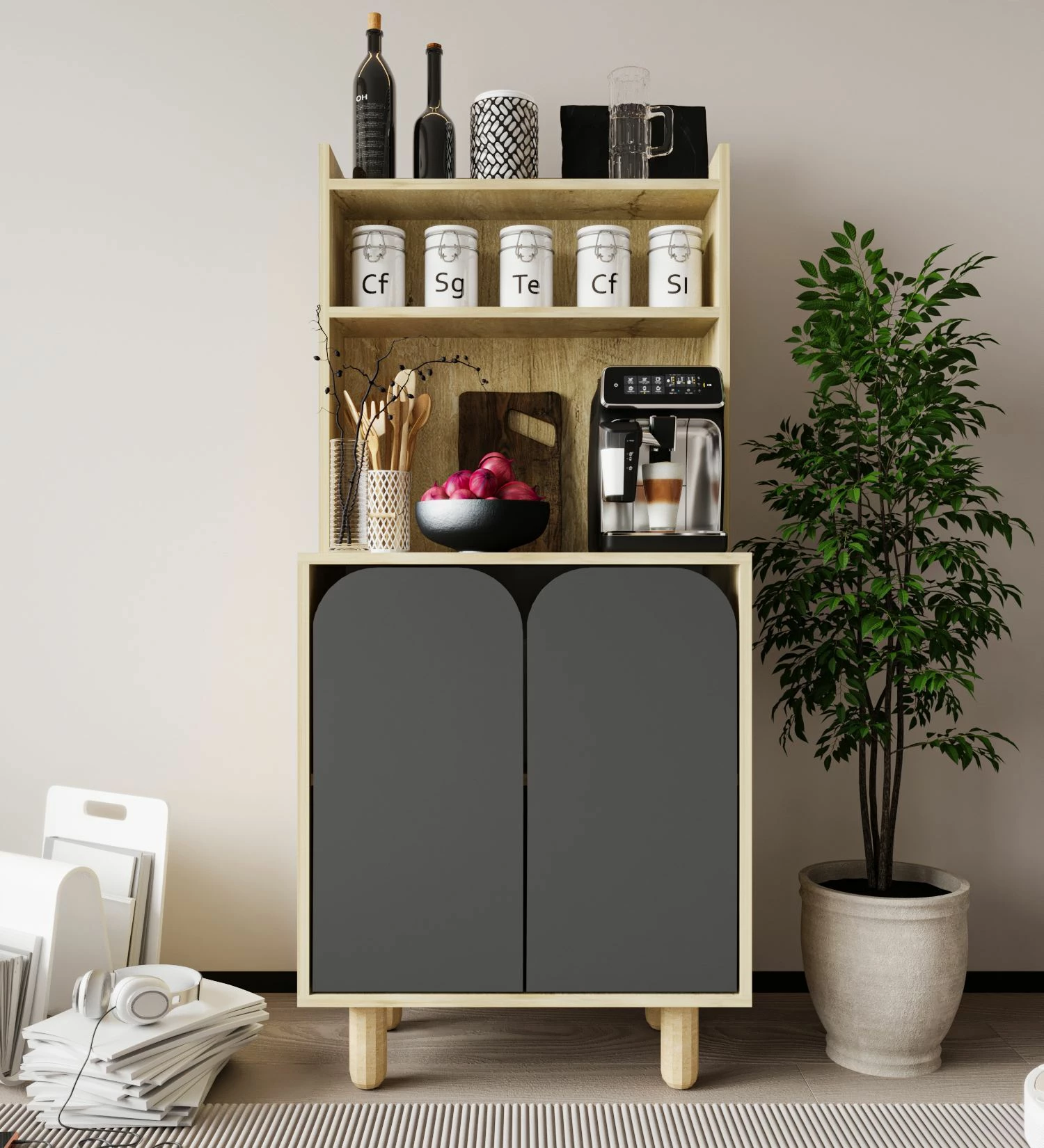 Dollap multifunksional Skye Decor, Parma 2, ngjyrë lisi safir dhe antracit