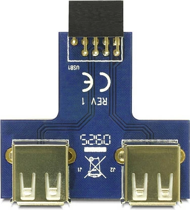 Adapter intern USB DeLOCK, 9-pin 2.54 mm në 2x USB 2.0-A, zezë/kaltër/argjend