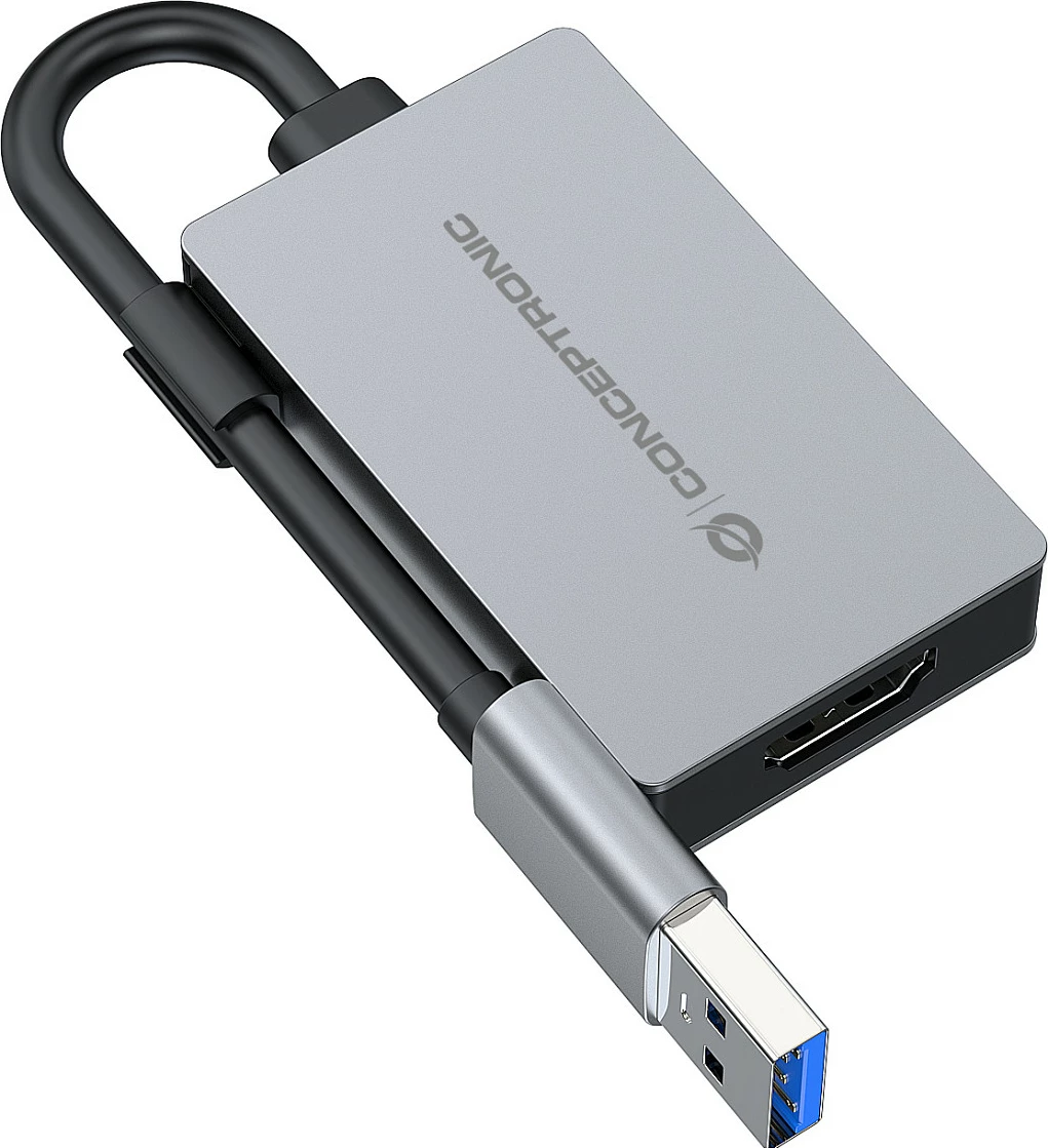 Adapter USB-A në HDMI Conceptronic ABBY22G, 1080p 60Hz, HDMI 1.4, gri