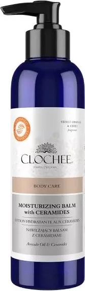 Balsam trupi për femra Clochee Simply Organic Moisturizing Body Balm me ceramide Sweet Orange & Chili, 250ml