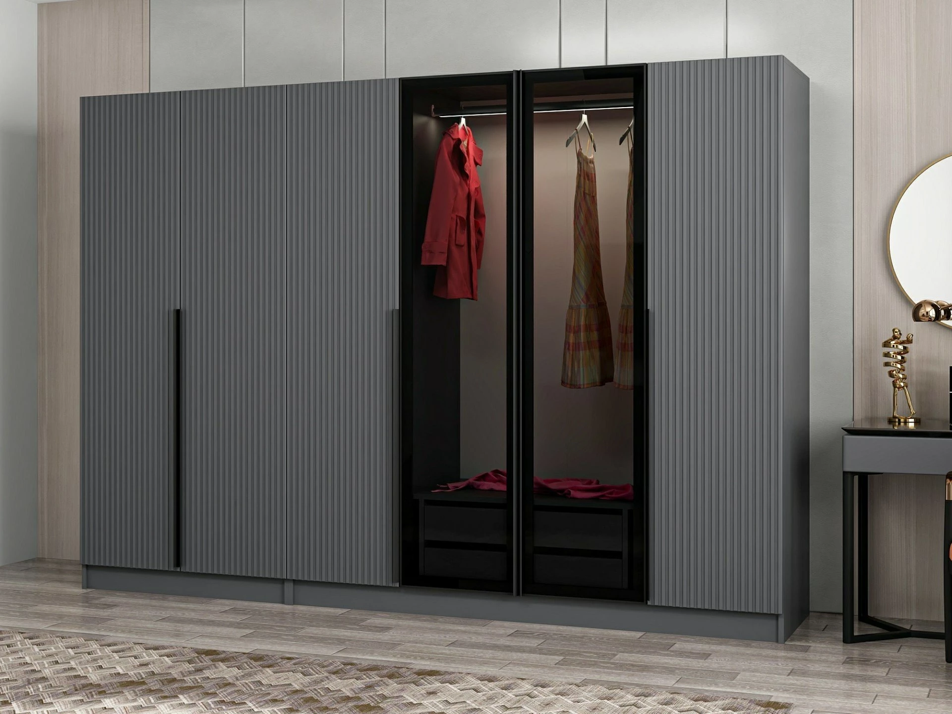 Dollap garderobe Skye Decor, ngjyrë fume, Kale Plus - 7804