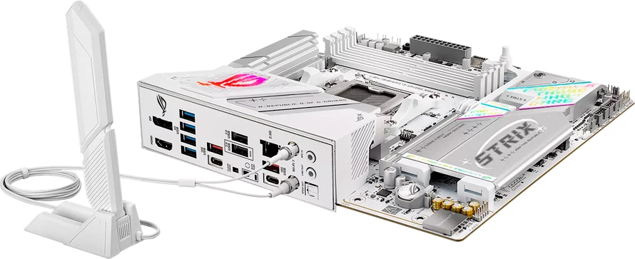 Pllakë amë ASUS ROG STRIX B850-G GAMING WIFI, AM5 mATX, DDR5 4xDIMM, 4xM.2, PCIe 5.0, 2.5GbE, WiFi 7, Bluetooth 5.4, HDMI/DisplayPort, Aura Sync, e bardhë