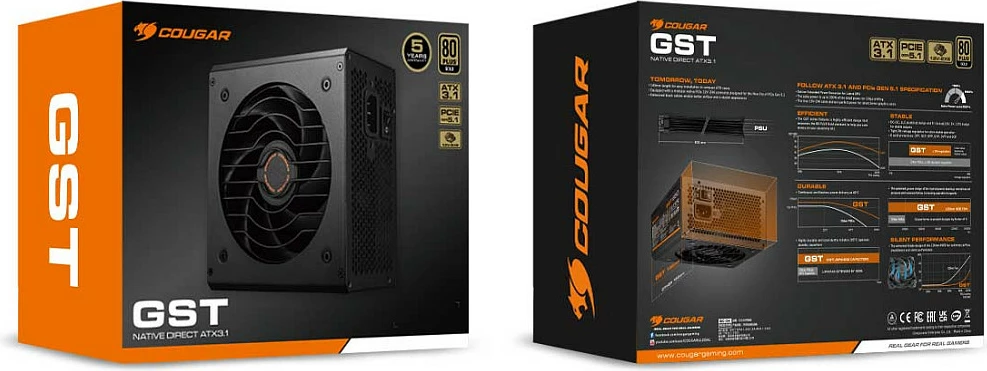 Furnizues energjie Cougar GST 850W, ATX3.1, 80 Plus Gold, i zi