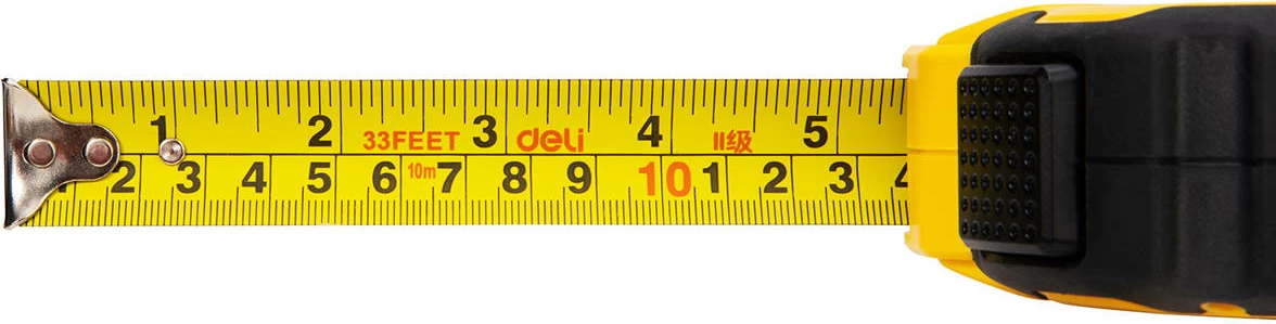 Metër matës çeliku Deli Tools EDL3799Y, 10m x 25mm, verdhë