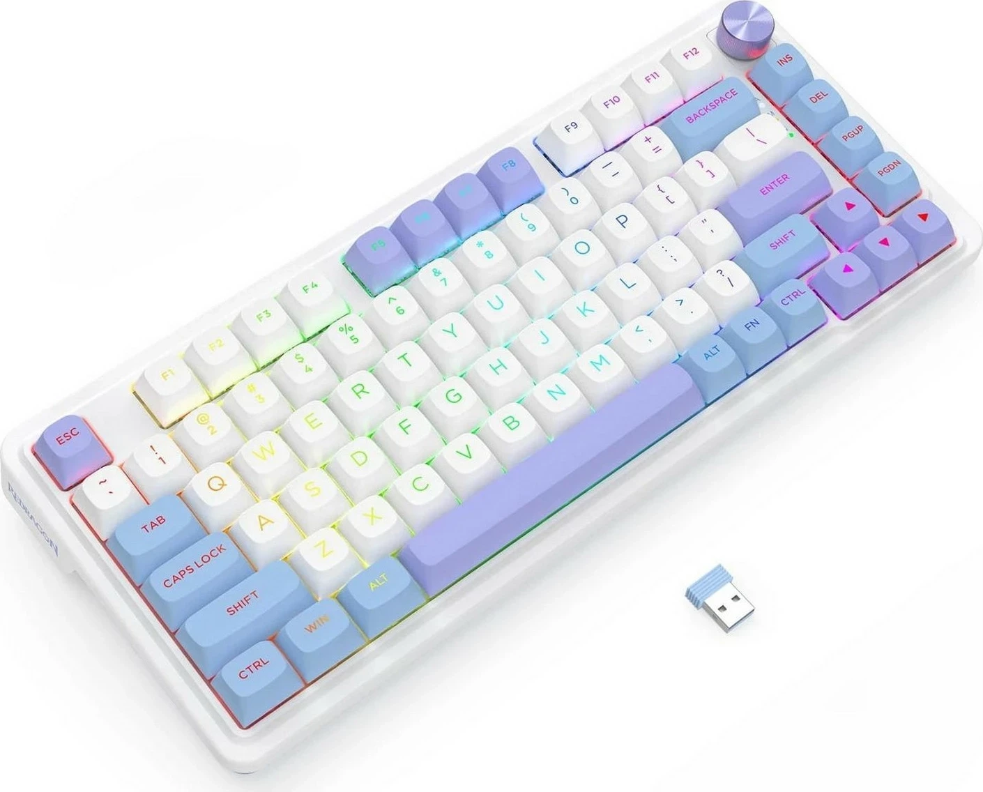 Tastierë mekanike Redragon Ucal Max K673WBP-RGB-MAX, 75%, RGB, wireless, e bardhë
