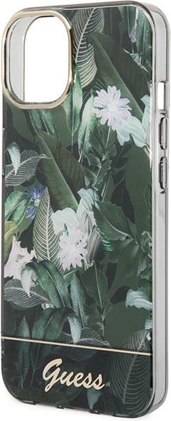 Mbështjellës Guess Jungle Collection për iPhone 14 Plus 6.7", i fortë, Gjelbër