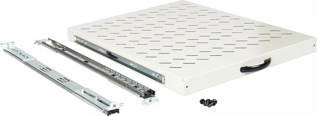 Raft rrëshqitës EQUIP 19" 1U 800 mm, hirtë e çelët