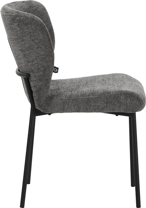 Karrige Mavier, set prej 2 copësh, stof gri, këmbë metalike të zeza, 48x61.5x82cm