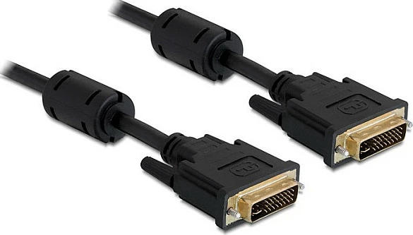 Kabllo DVI-I DeLOCK 1m, 24+5, kontakte të arta, male/male, e zezë