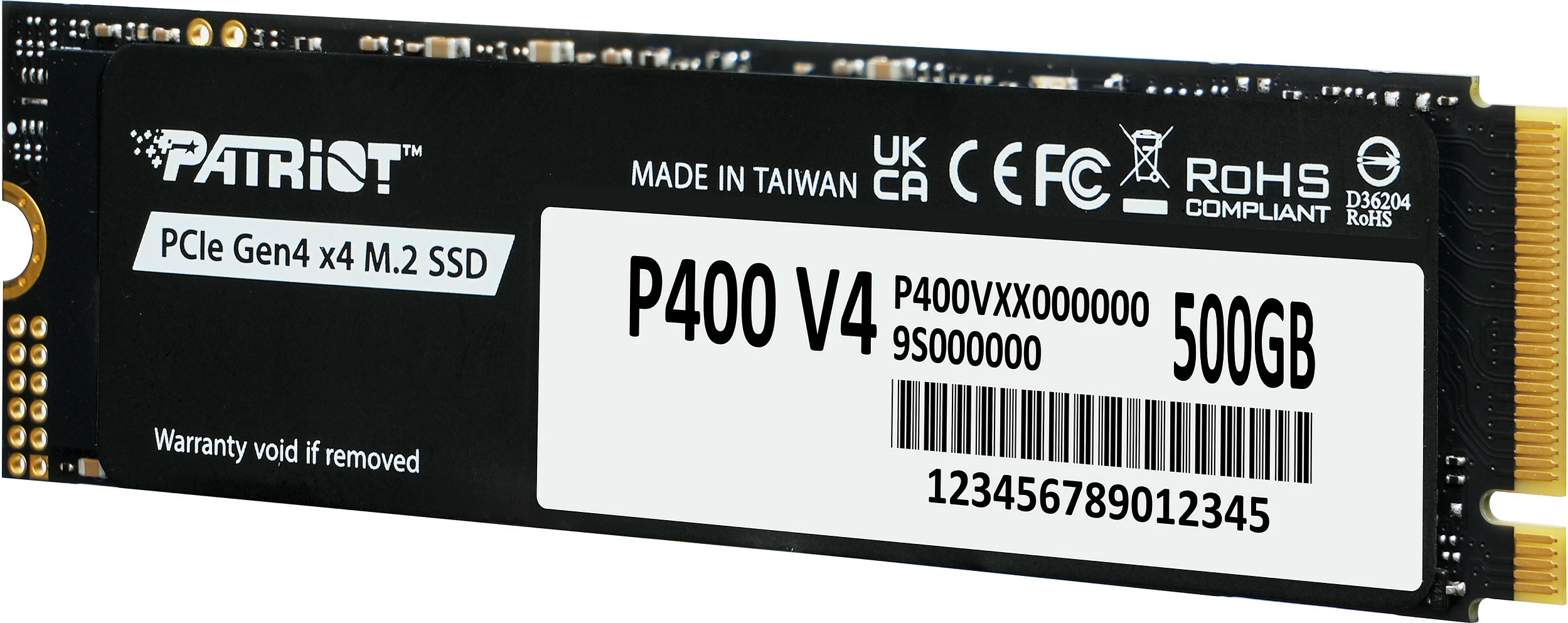 SSD M.2 Patriot P400 V4 500GB, PCIe 4.0 NVMe, 5000/3000MB/s, me heatsink, e zezë