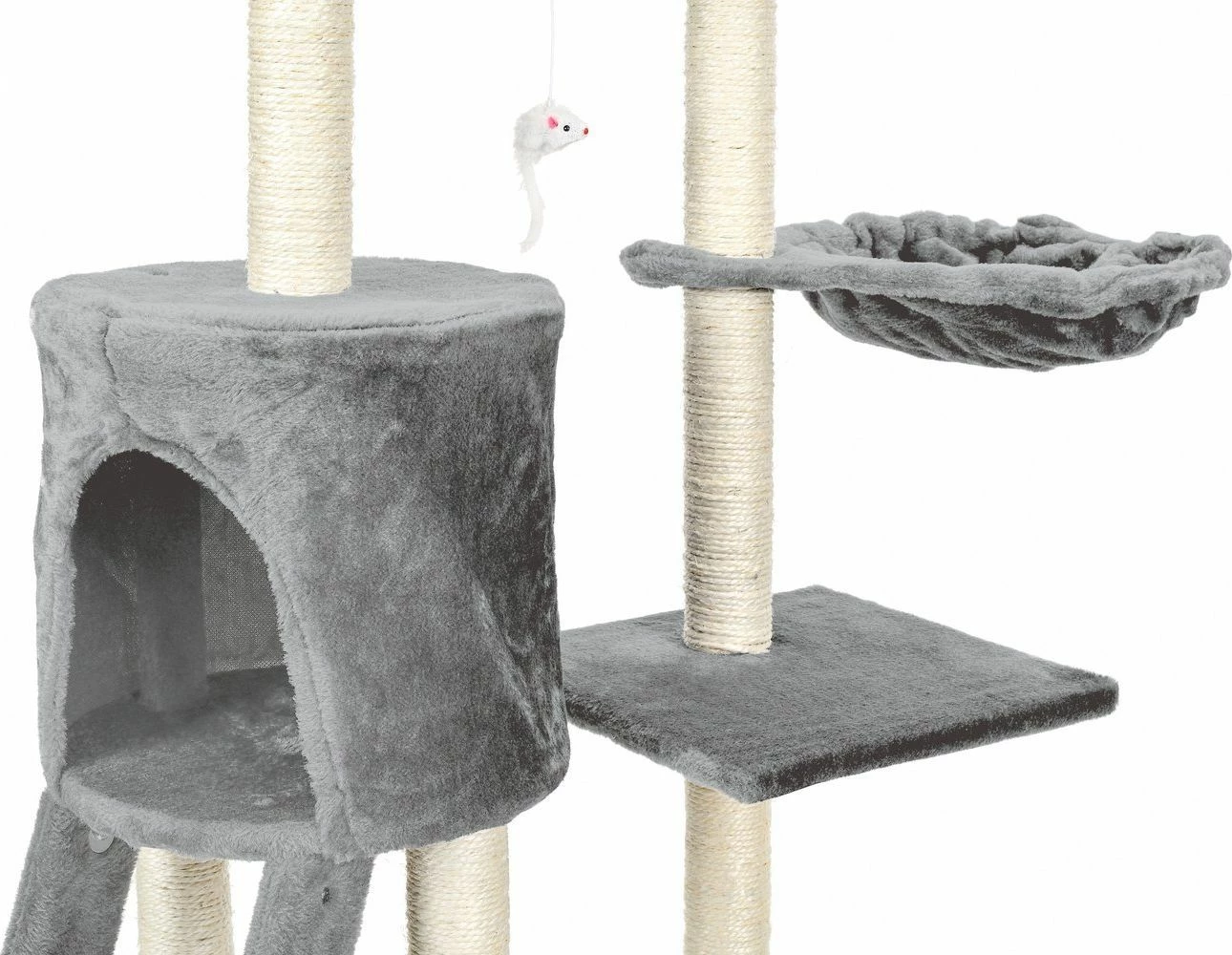 Kullë gërvishtëse për mace Funfit Universal 1808 XL me lodra, sisal natyral, gri