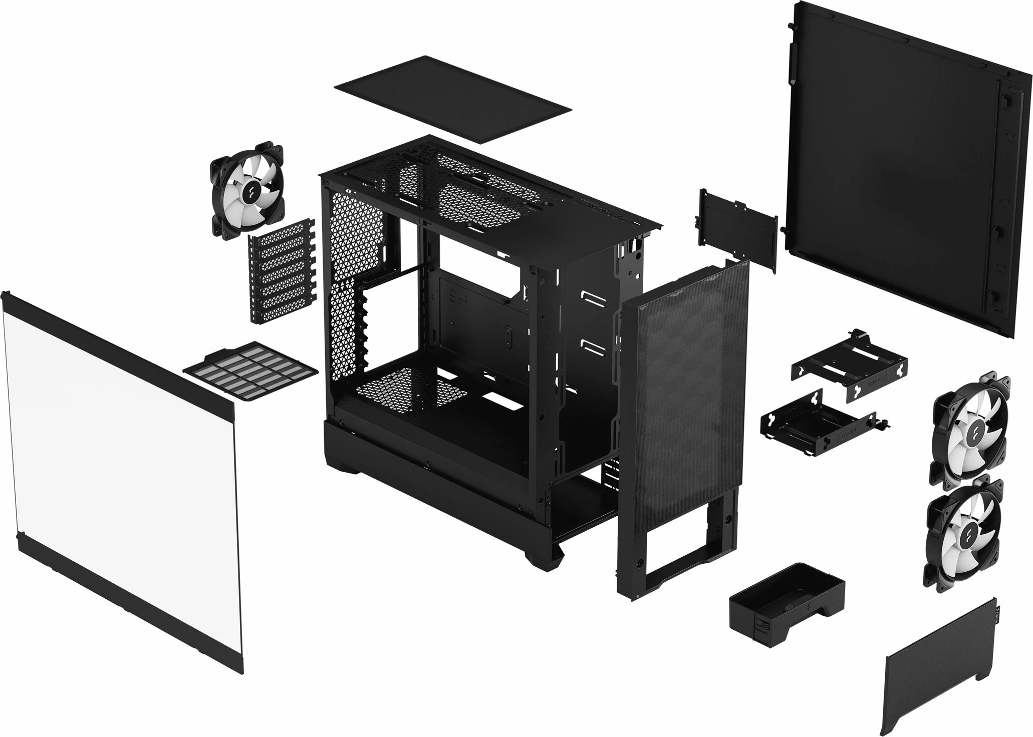 Kasë Fractal Design Pop Air RGB TG FD-C-POR1A-06 Midi Tower ATX me xham të temperuar, 3x120mm RGB fan, e zezë